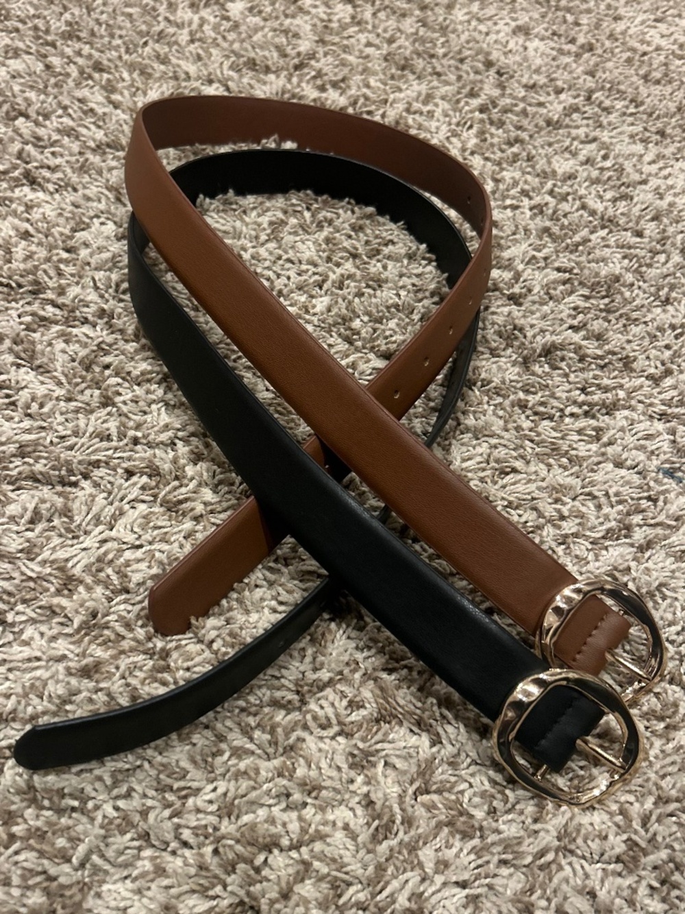 Women’s Belt Bundle Black & Brown Gold Buckle Size Small